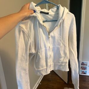 White Brandy Melville cropped zip up hoodie